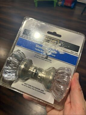 NEW Defiant Clear Glass Door Knobs with Brushed Nickel Base